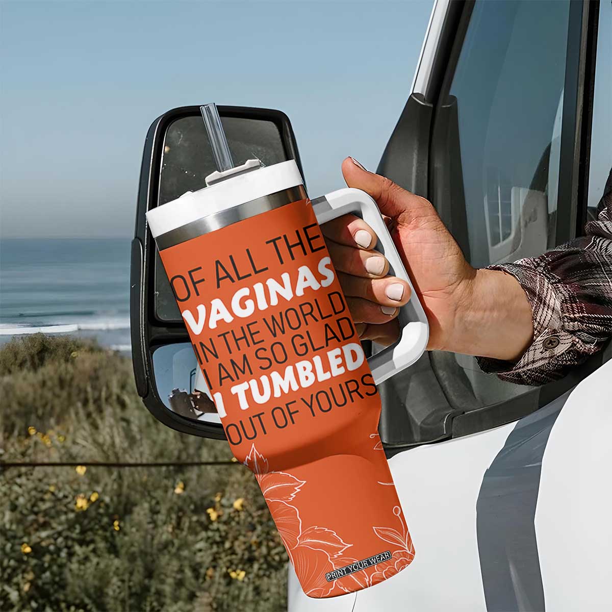 Funny Mom Gifts From Kids Tumbler With Handle Mothers Day Gag Gift Flower TB10 Print Your Wear