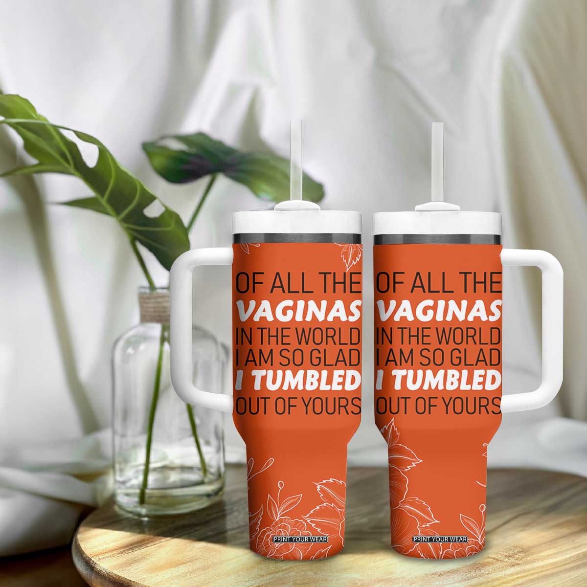 Funny Mom Gifts From Kids Tumbler With Handle Mothers Day Gag Gift Flower TB10 Print Your Wear