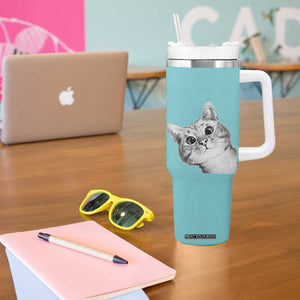Cat Lover Gifts Tumbler With Handle You Still Asleep Human TB10 Print Your Wear