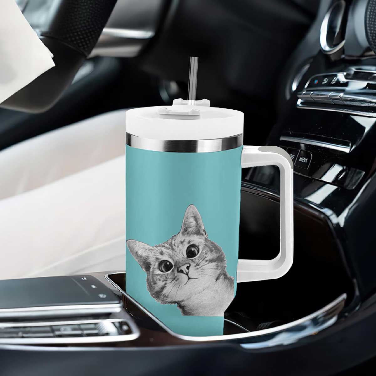 Cat Lover Gifts Tumbler With Handle You Still Asleep Human TB10 Print Your Wear