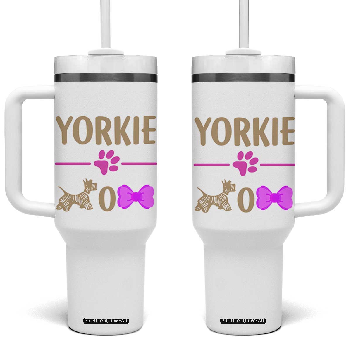 Yorkie Mom Tumbler With Handle Yorkshire Terrier Gifts For Dog Mom Fur Mama Presents TB10 One Size: 40 oz White Print Your Wear