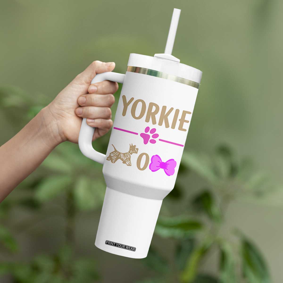 Yorkie Mom Tumbler With Handle Yorkshire Terrier Gifts For Dog Mom Fur Mama Presents TB10 Print Your Wear