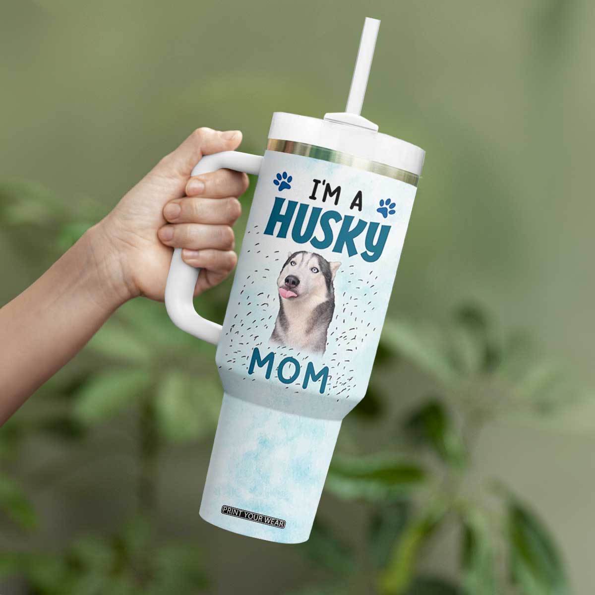 Funny Husky Mom Tumbler With Handle Funny Dog Owner Gift Siberian Husky This Is How I Roll TB10 Print Your Wear