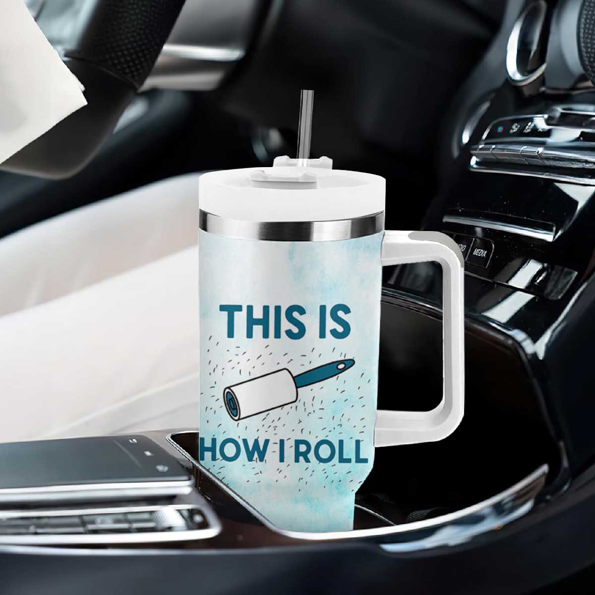Funny Husky Mom Tumbler With Handle Funny Dog Owner Gift Siberian Husky This Is How I Roll TB10 Print Your Wear