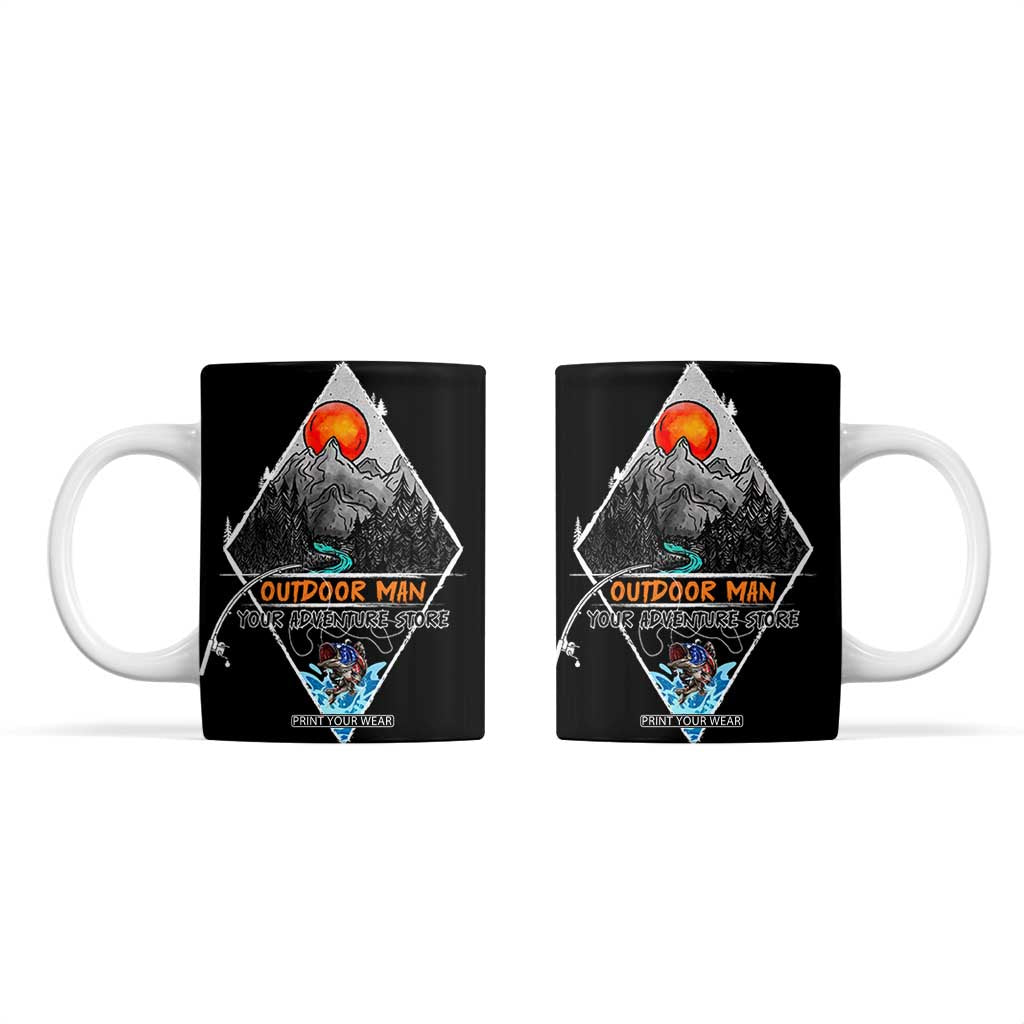 Outdoor Man Coffee Mug Fishing Camping Mountain Nature Hiking Camp Lover Gift TB10 Black Print Your Wear