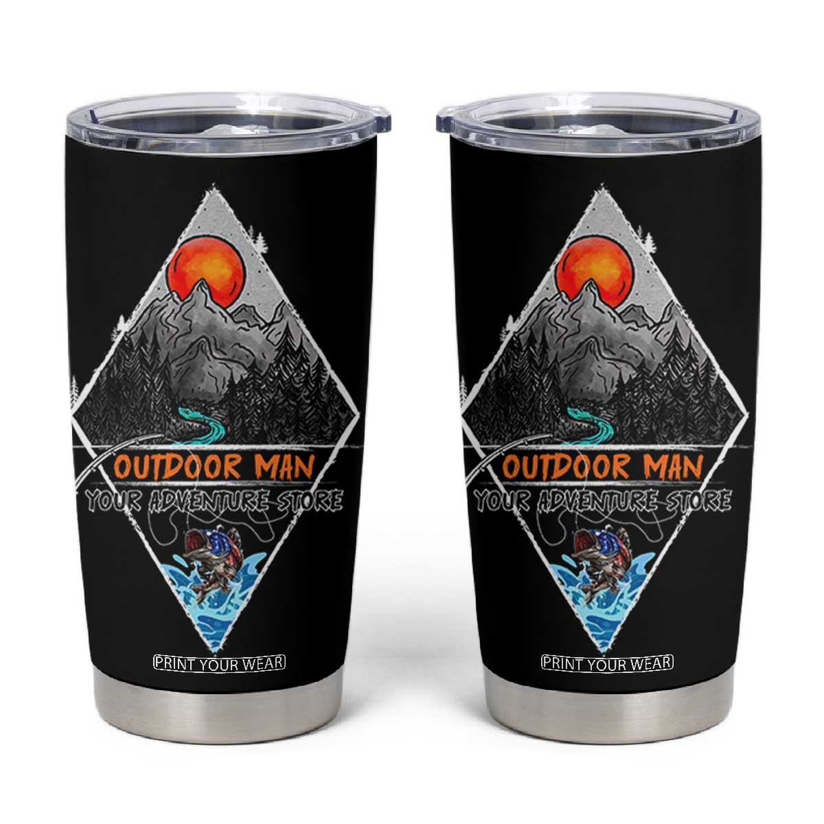 Outdoor Man Tumbler Cup Fishing Camping Mountain Nature Hiking Camp Lover Gift TB10 Black Print Your Wear