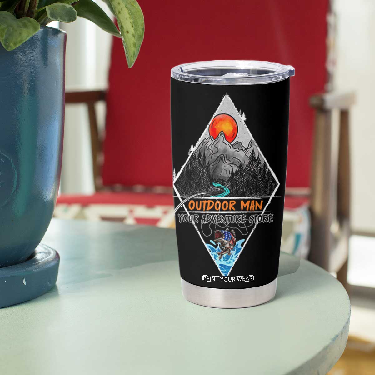 Outdoor Man Tumbler Cup Fishing Camping Mountain Nature Hiking Camp Lover Gift TB10 Print Your Wear