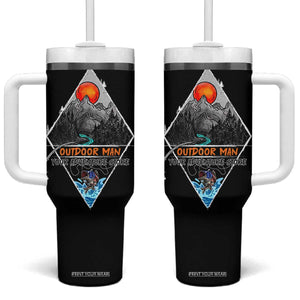 Outdoor Man Tumbler With Handle Fishing Camping Mountain Nature Hiking Camp Lover Gift TB10 One Size: 40 oz Black Print Your Wear