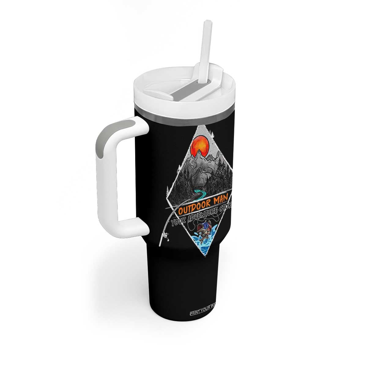 Outdoor Man Tumbler With Handle Fishing Camping Mountain Nature Hiking Camp Lover Gift TB10 Print Your Wear