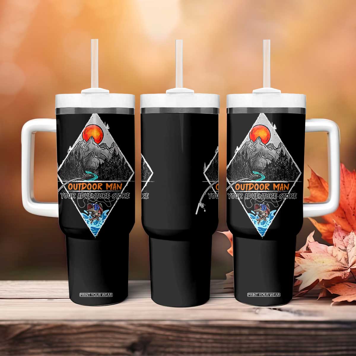 Outdoor Man Tumbler With Handle Fishing Camping Mountain Nature Hiking Camp Lover Gift TB10 Print Your Wear