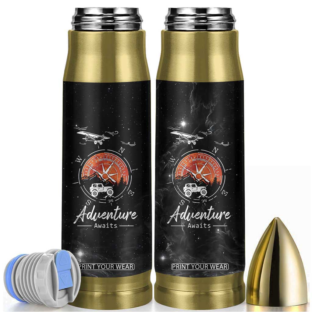 Adventure Awaits Bullet Tumbler Camping Mountain Nature Hiking Camp Lover Gift TB10 Black Print Your Wear