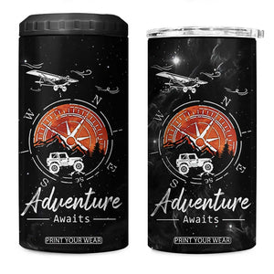 Adventure Awaits 4 in 1 Can Cooler Tumbler Camping Mountain Nature Hiking Camp Lover Gift TB10 One Size: 16 oz Black Print Your Wear