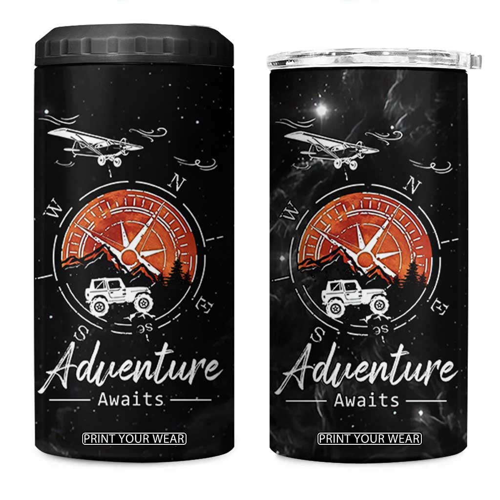 Adventure Awaits 4 in 1 Can Cooler Tumbler Camping Mountain Nature Hiking Camp Lover Gift TB10 One Size: 16 oz Black Print Your Wear