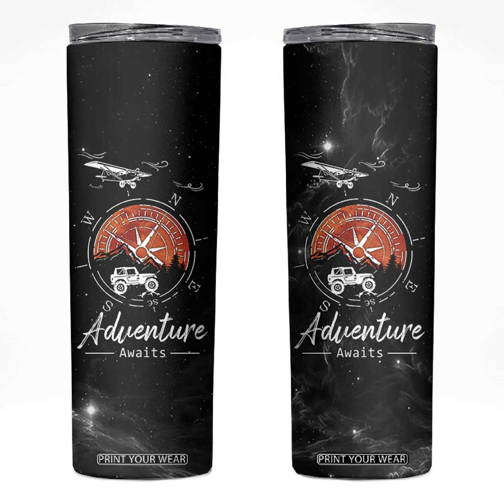 Adventure Awaits Skinny Tumbler Camping Mountain Nature Hiking Camp Lover Gift TB10 Black Print Your Wear