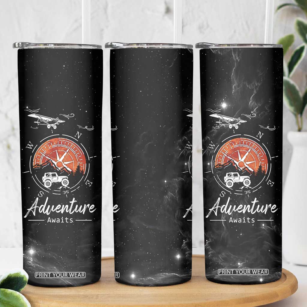 Adventure Awaits Skinny Tumbler Camping Mountain Nature Hiking Camp Lover Gift TB10 Print Your Wear