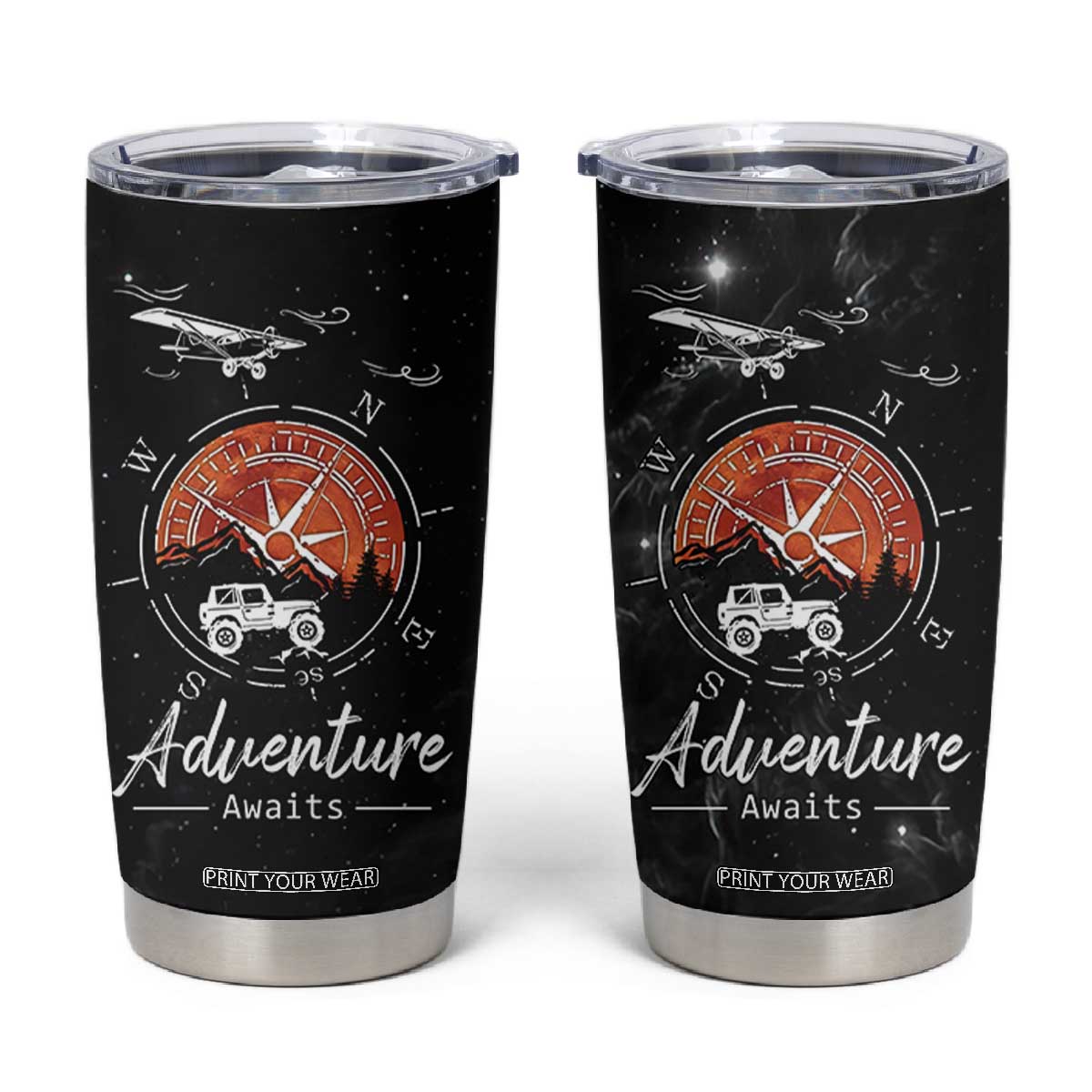 Adventure Awaits Tumbler Cup Camping Mountain Nature Hiking Camp Lover Gift TB10 Black Print Your Wear