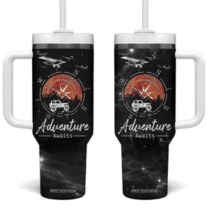 Adventure Awaits Tumbler With Handle Camping Mountain Nature Hiking Camp Lover Gift TB10 One Size: 40 oz Black Print Your Wear