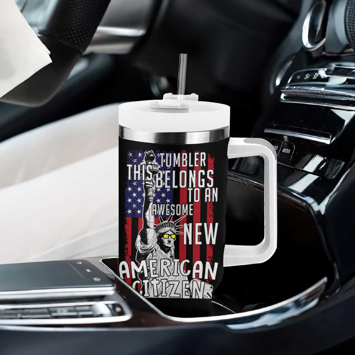 New American Citizen Gift Tumbler With Handle Funny US Citizenship Congratulations Presents TB10 Print Your Wear