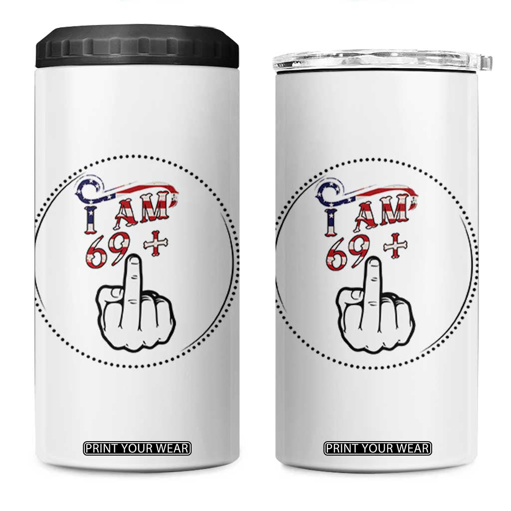 Funny 70th Birthday 4 in 1 Can Cooler Tumbler 1956 70 Year Old Birthday US Flag Middle Finger TB10 One Size: 16 oz White Print Your Wear