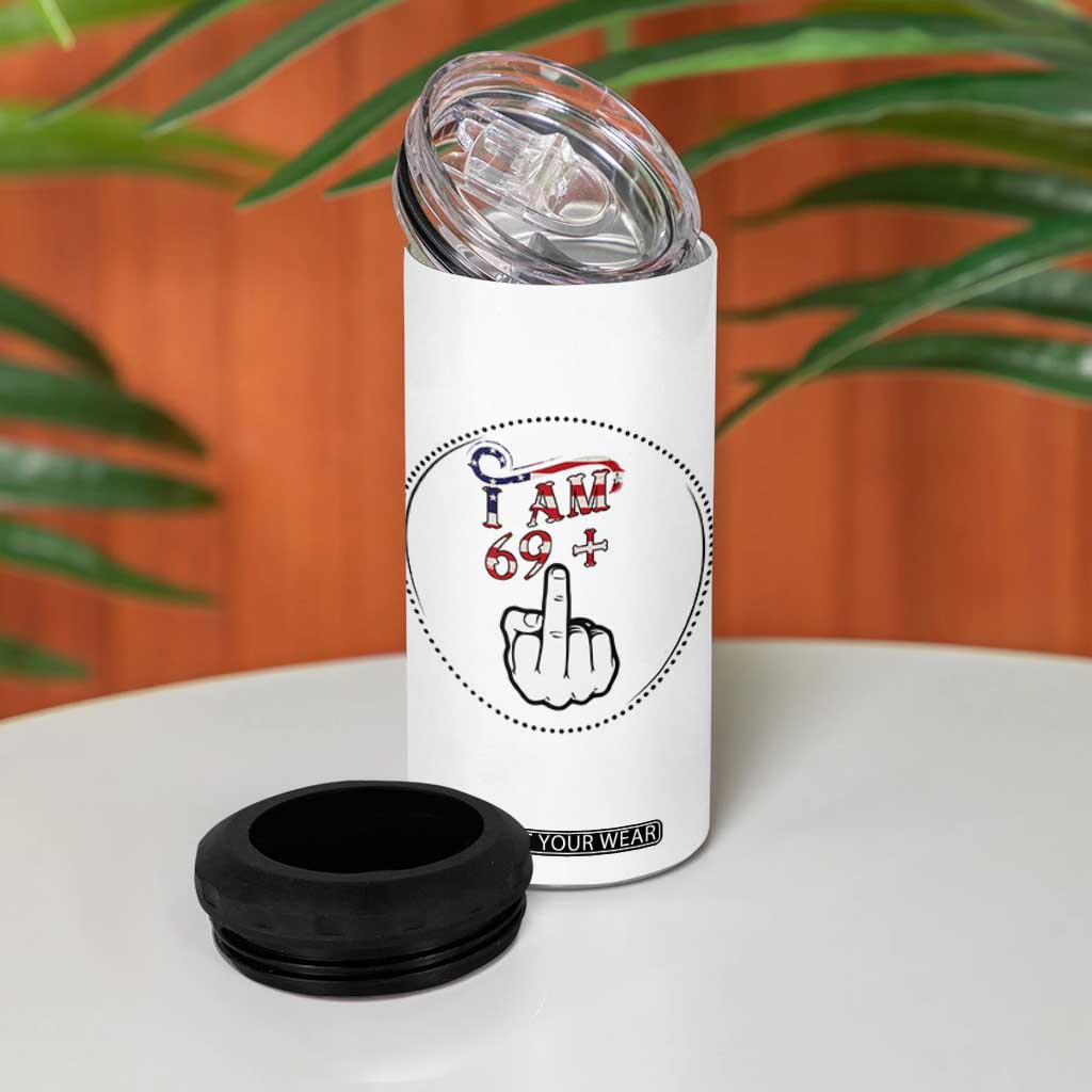 Funny 70th Birthday 4 in 1 Can Cooler Tumbler 1956 70 Year Old Birthday US Flag Middle Finger TB10 Print Your Wear