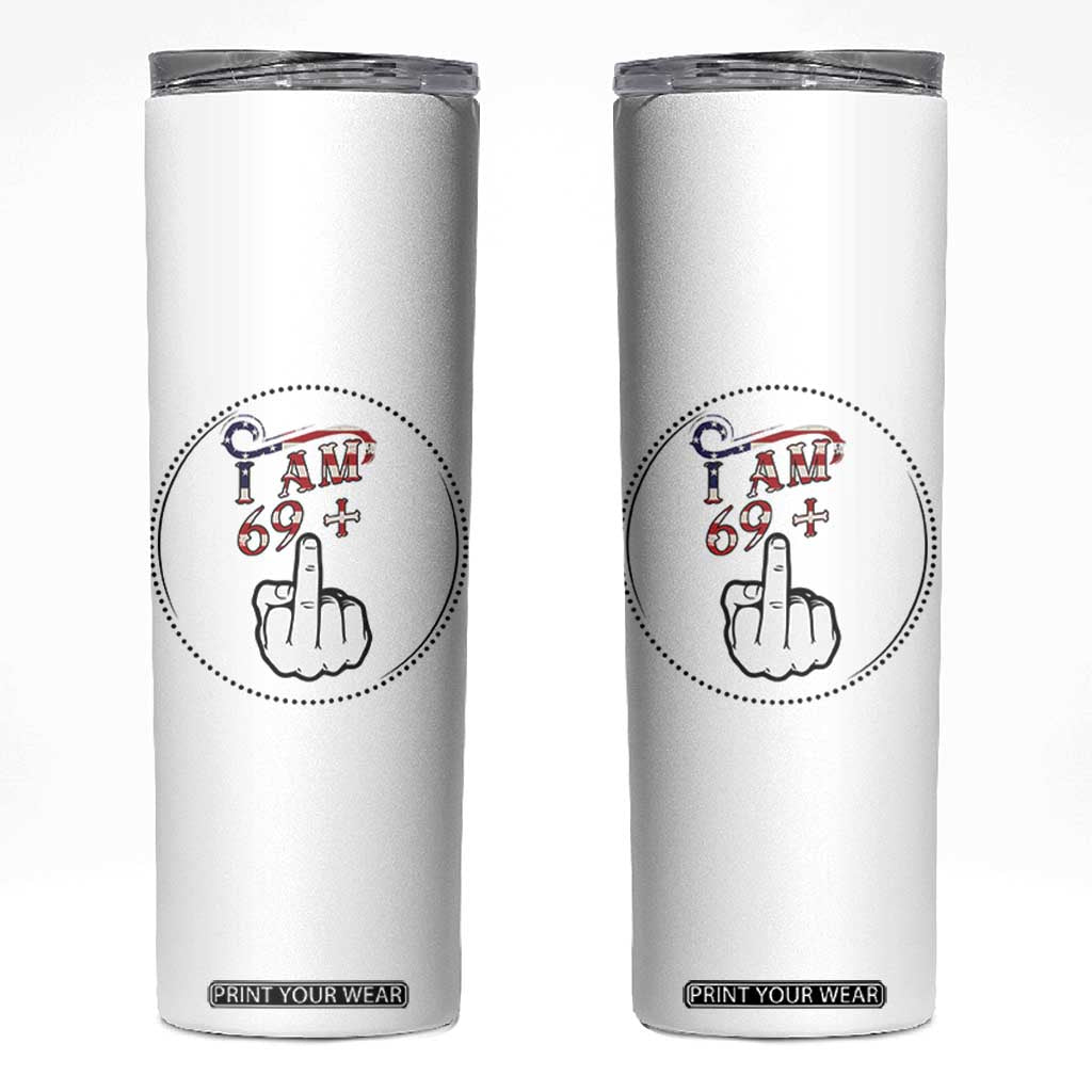 Funny 70th Birthday Skinny Tumbler 1956 70 Year Old Birthday US Flag Middle Finger TB10 White Print Your Wear