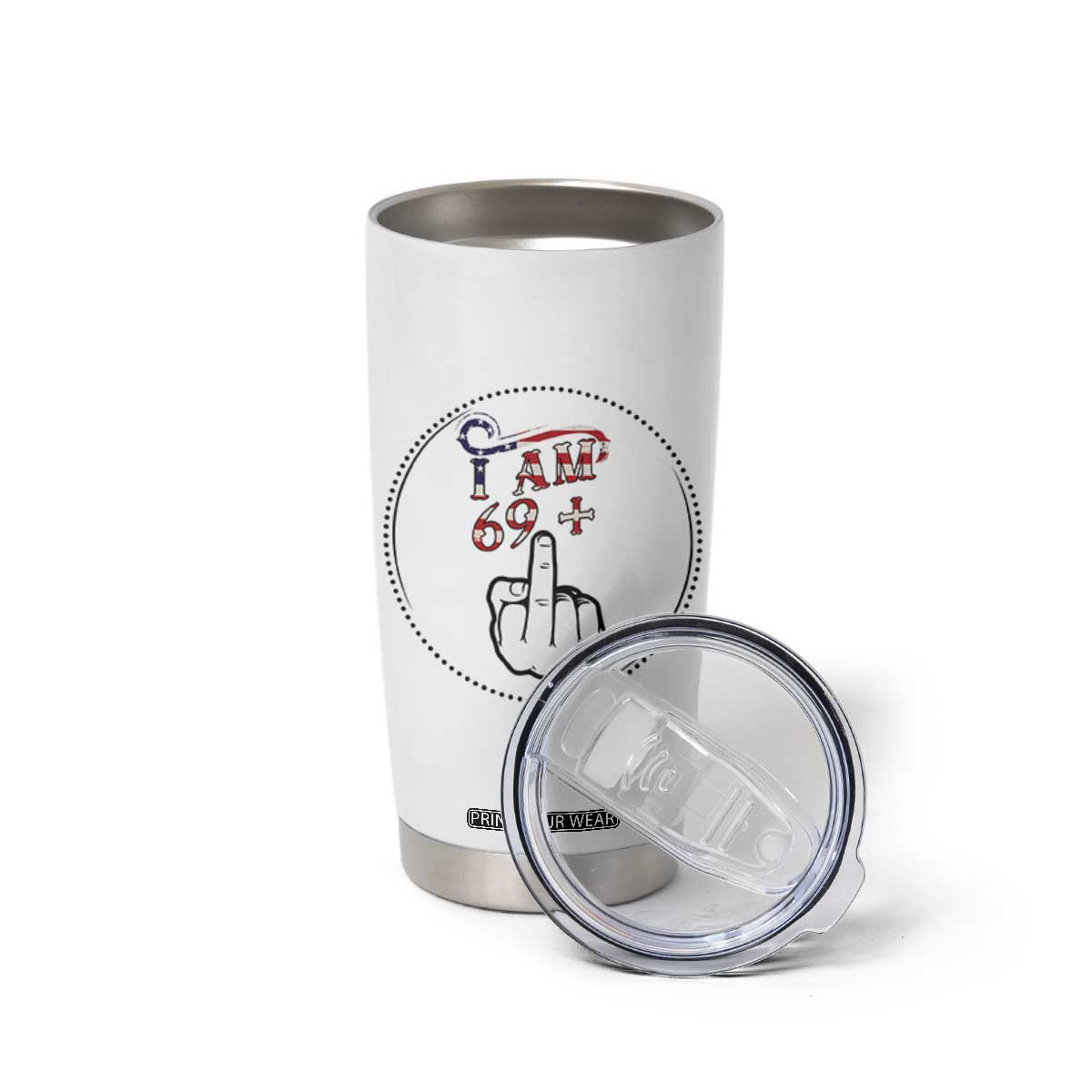 Funny 70th Birthday Tumbler Cup 1956 70 Year Old Birthday US Flag Middle Finger TB10 Print Your Wear