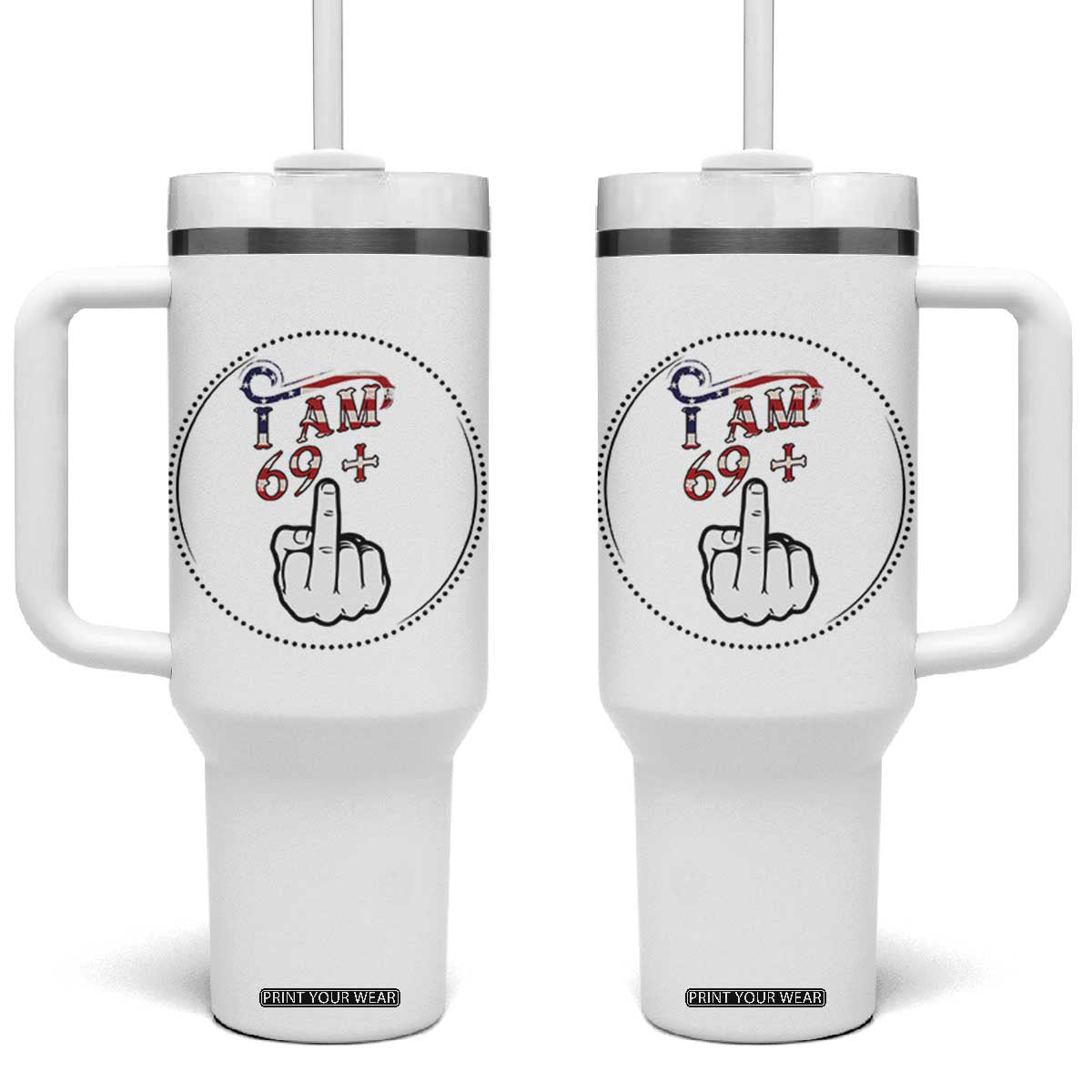 Funny 70th Birthday Tumbler With Handle 1956 70 Year Old Birthday US Flag Middle Finger TB10 One Size: 40 oz White Print Your Wear