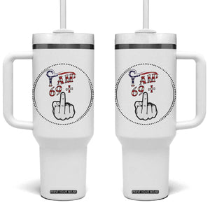 Funny 70th Birthday Tumbler With Handle 1956 70 Year Old Birthday US Flag Middle Finger TB10 One Size: 40 oz White Print Your Wear