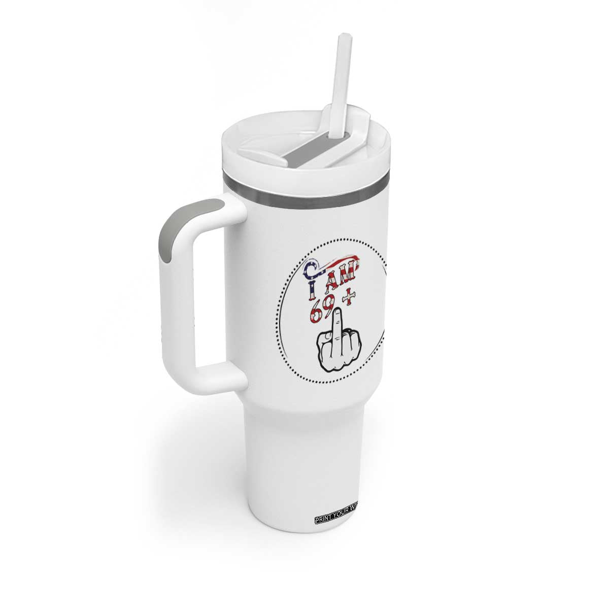 Funny 70th Birthday Tumbler With Handle 1956 70 Year Old Birthday US Flag Middle Finger TB10 Print Your Wear