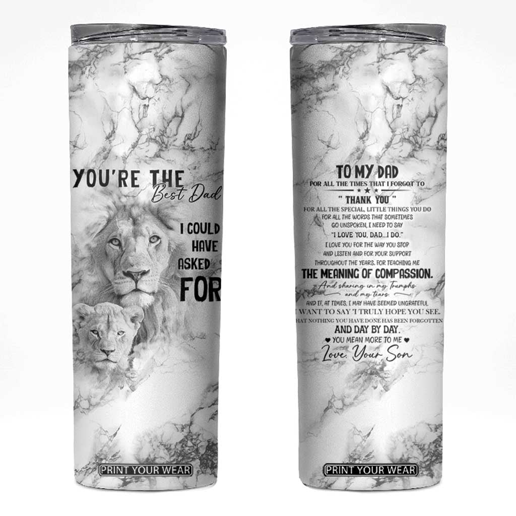 Christmas Gifts for Dad Skinny Tumbler Lion Father and Son Fathers Day TB10 Marble Print Your Wear