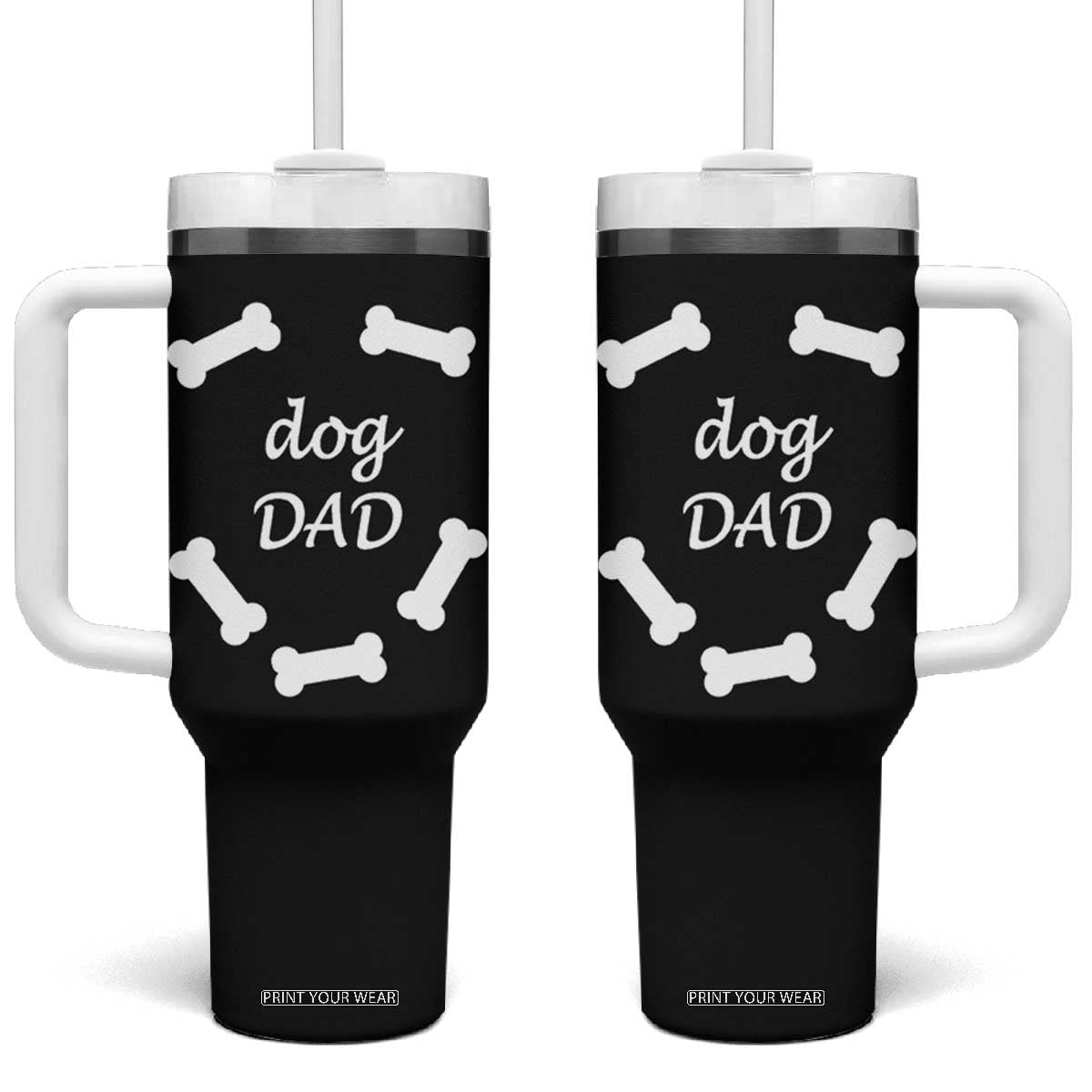 Dog Dad Tumbler With Handle Funny Cute Pup Doggo Dog Dad Owner Fathers Day Gift TB10 One Size: 40 oz Black Print Your Wear