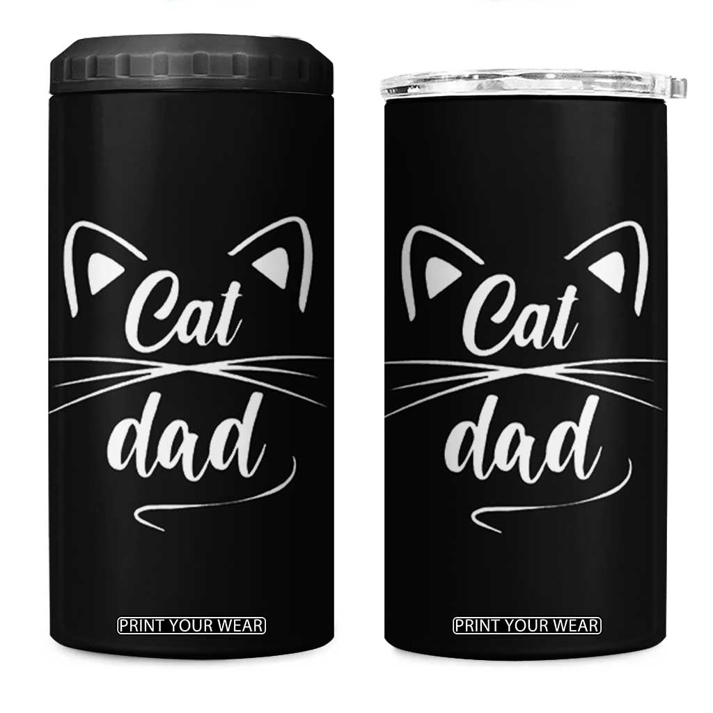 Cat Dad Gift 4 in 1 Can Cooler Tumbler Cat Lover Fathers Day TB10 One Size: 16 oz Black Print Your Wear