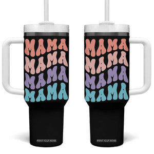 Groovy Mama Tumbler With Handle Gift For Mothers Day Christmas New Mom TB10 One Size: 40 oz Black Print Your Wear