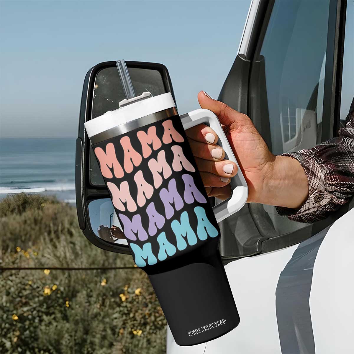 Groovy Mama Tumbler With Handle Gift For Mothers Day Christmas New Mom TB10 Print Your Wear