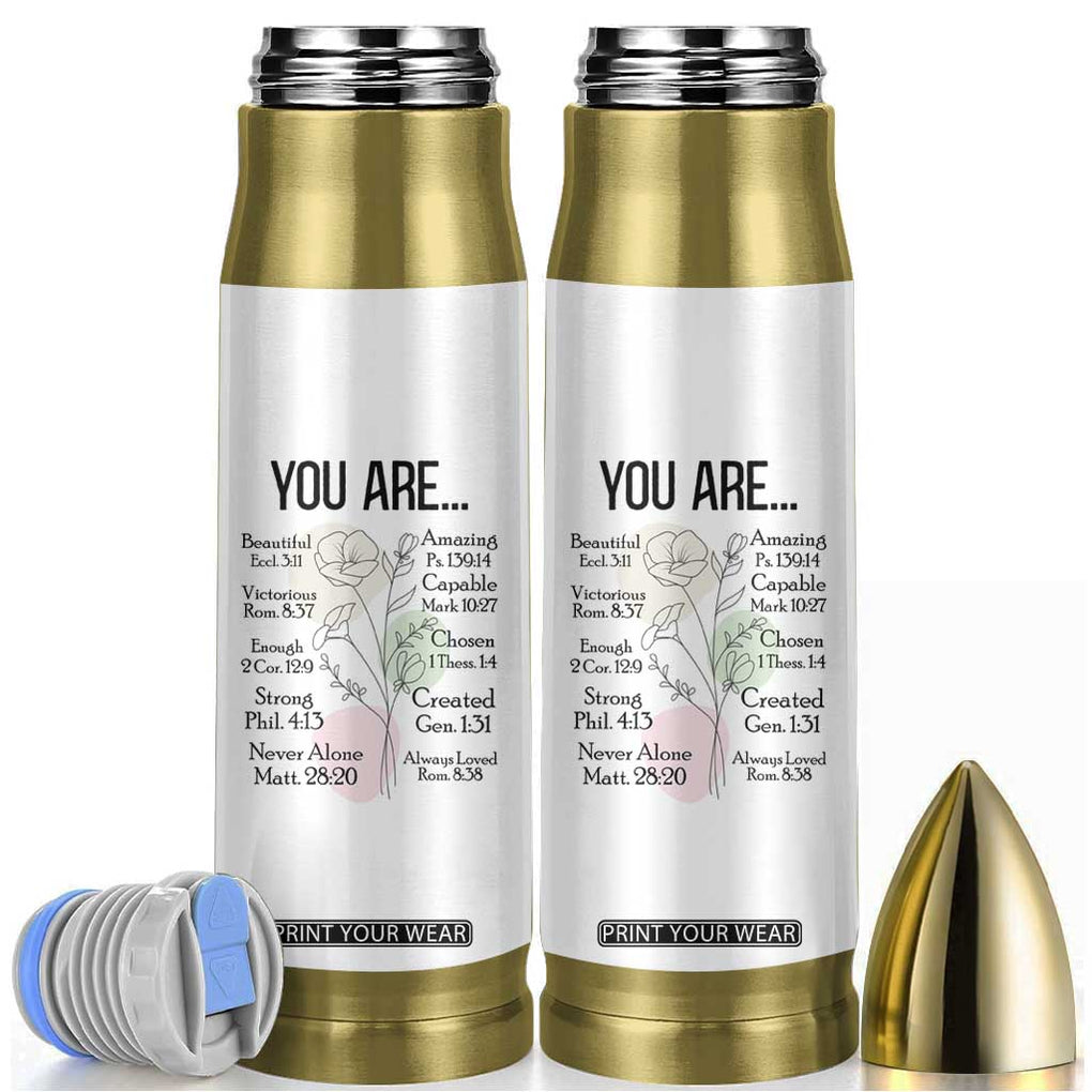 Christian Bullet Tumbler Religious Self Care Inspiration Gifts Inspirational Scripture Cup with Bible Verse TB10 White Print Your Wear