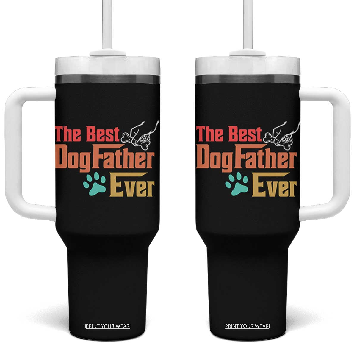 Best Dog Dad Ever Tumbler With Handle Vintage Gifts for Dog Dad Fathers Day Gift TB10 One Size: 40 oz Black Print Your Wear