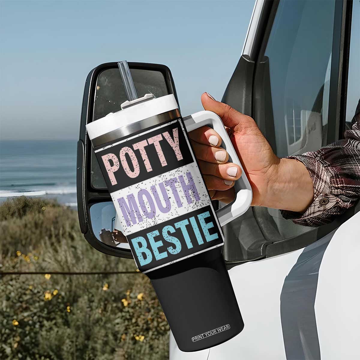 Funny Bestie Gifts Tumbler With Handle Potty Mouth Gag Gifts For Women Best Friend BFF Work Bestie TB10 Print Your Wear