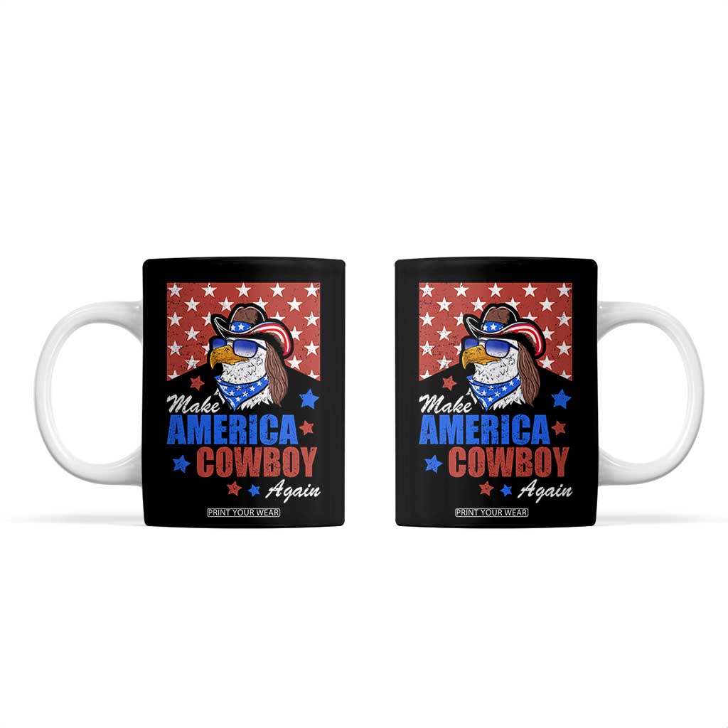 Funny Cowboy Coffee Mug Make American Cowboy Again Western Eagle TB10 Black Print Your Wear