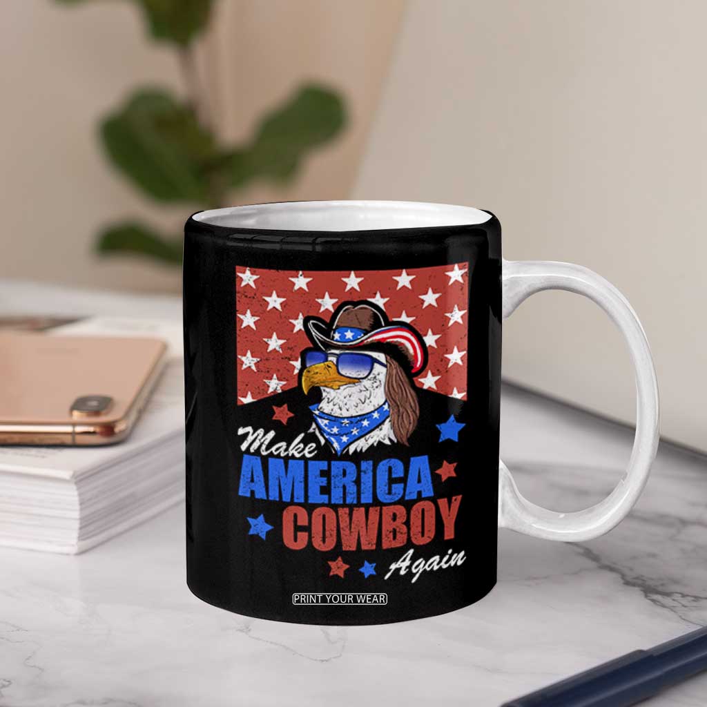 Funny Cowboy Coffee Mug Make American Cowboy Again Western Eagle TB10 Print Your Wear