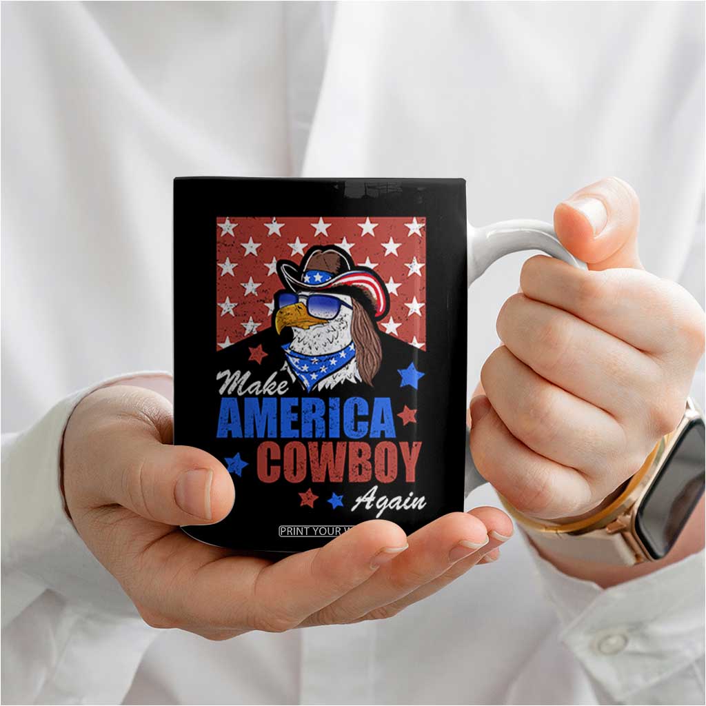 Funny Cowboy Coffee Mug Make American Cowboy Again Western Eagle TB10 Print Your Wear