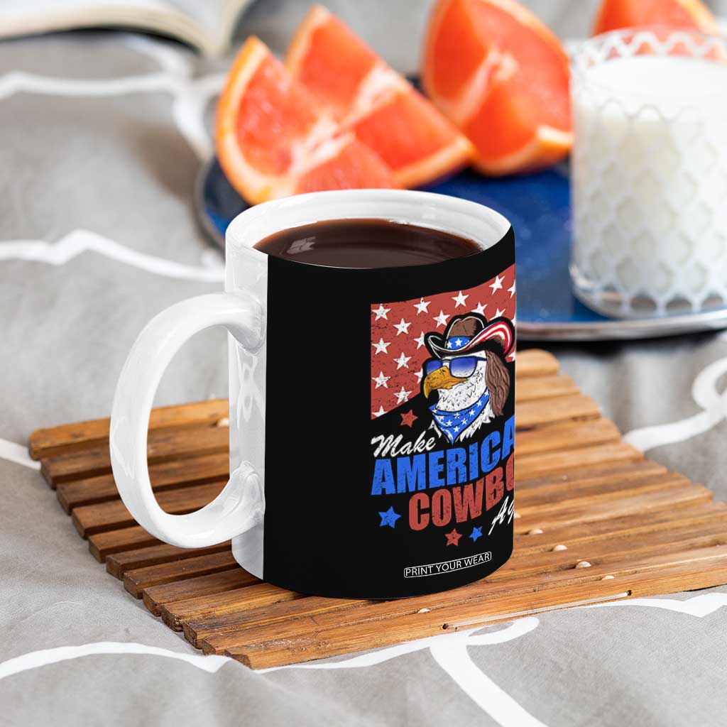 Funny Cowboy Coffee Mug Make American Cowboy Again Western Eagle TB10 Print Your Wear