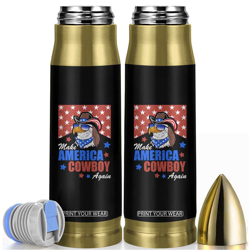 Funny Cowboy Bullet Tumbler Make American Cowboy Again Western Eagle TB10 Black Print Your Wear