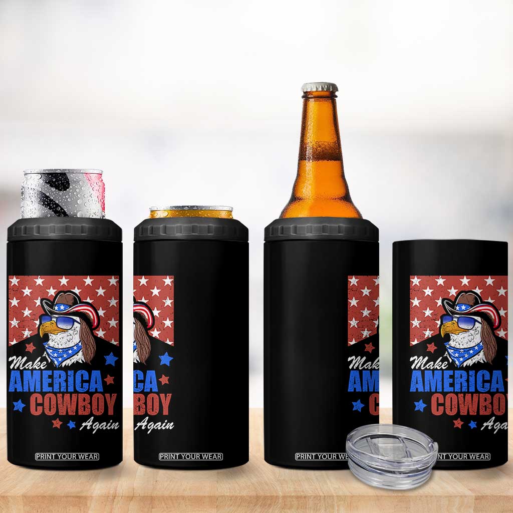 Funny Cowboy 4 in 1 Can Cooler Tumbler Make American Cowboy Again Western Eagle TB10 Print Your Wear