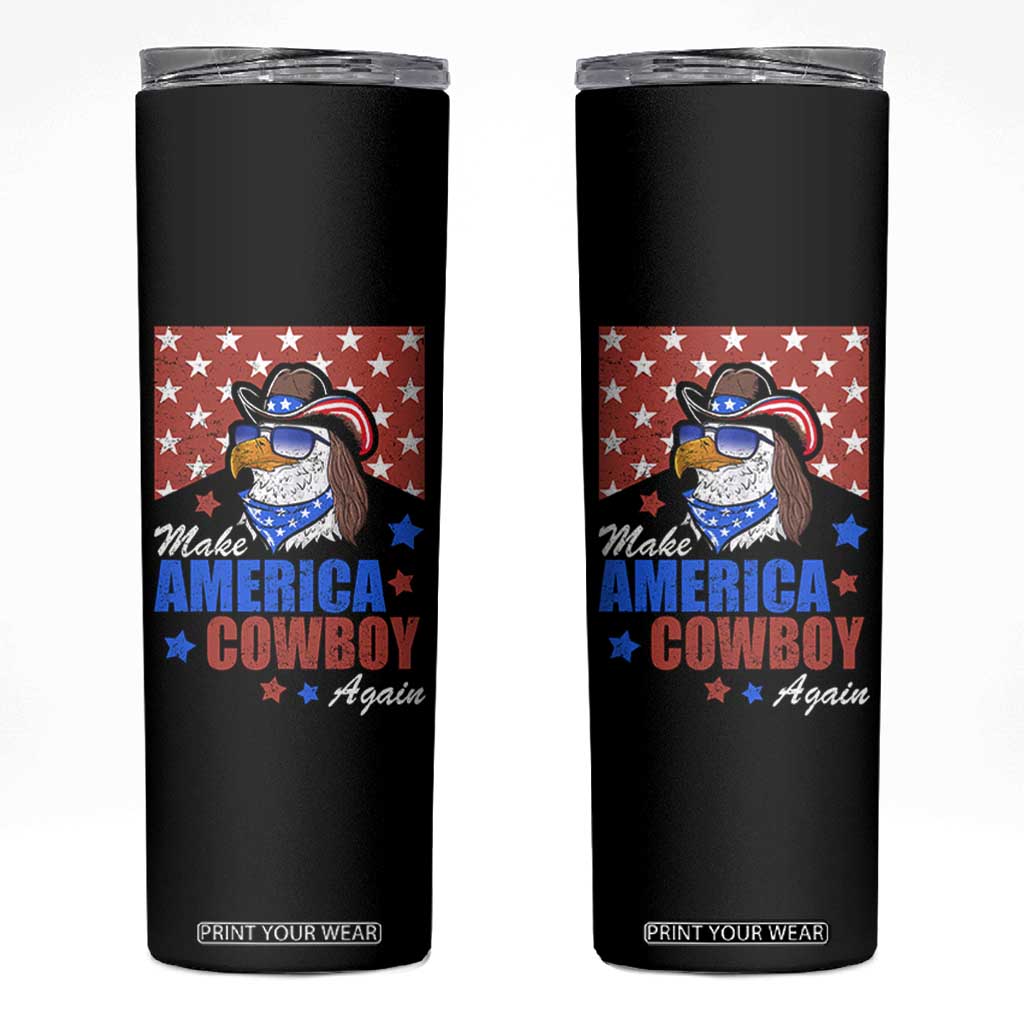 Funny Cowboy Skinny Tumbler Make American Cowboy Again Western Eagle TB10 Black Print Your Wear