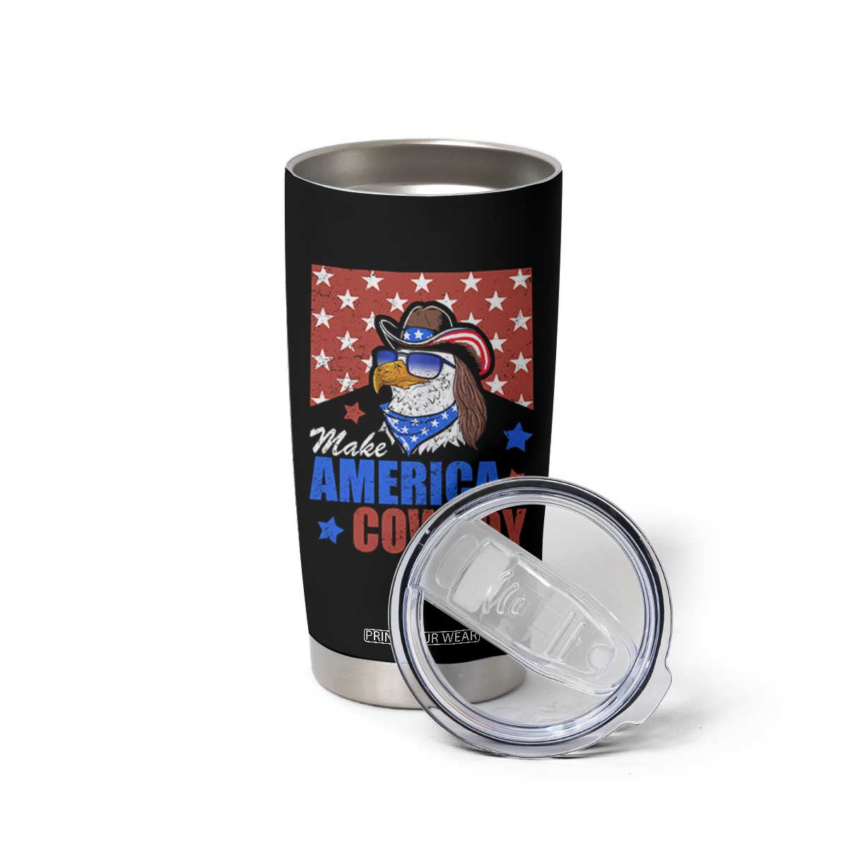 Funny Cowboy Tumbler Cup Make American Cowboy Again Western Eagle TB10 Print Your Wear