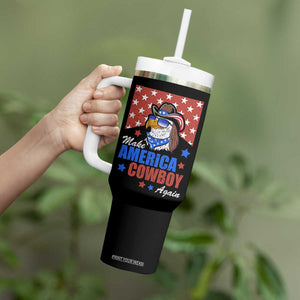 Funny Cowboy Tumbler With Handle Make American Cowboy Again Western Eagle TB10 Print Your Wear