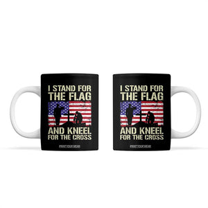 Stand For The Flag Kneel For The Cross Coffee Mug American Flag 4th Of July Patriotic Christian Faith TB10 Black Print Your Wear