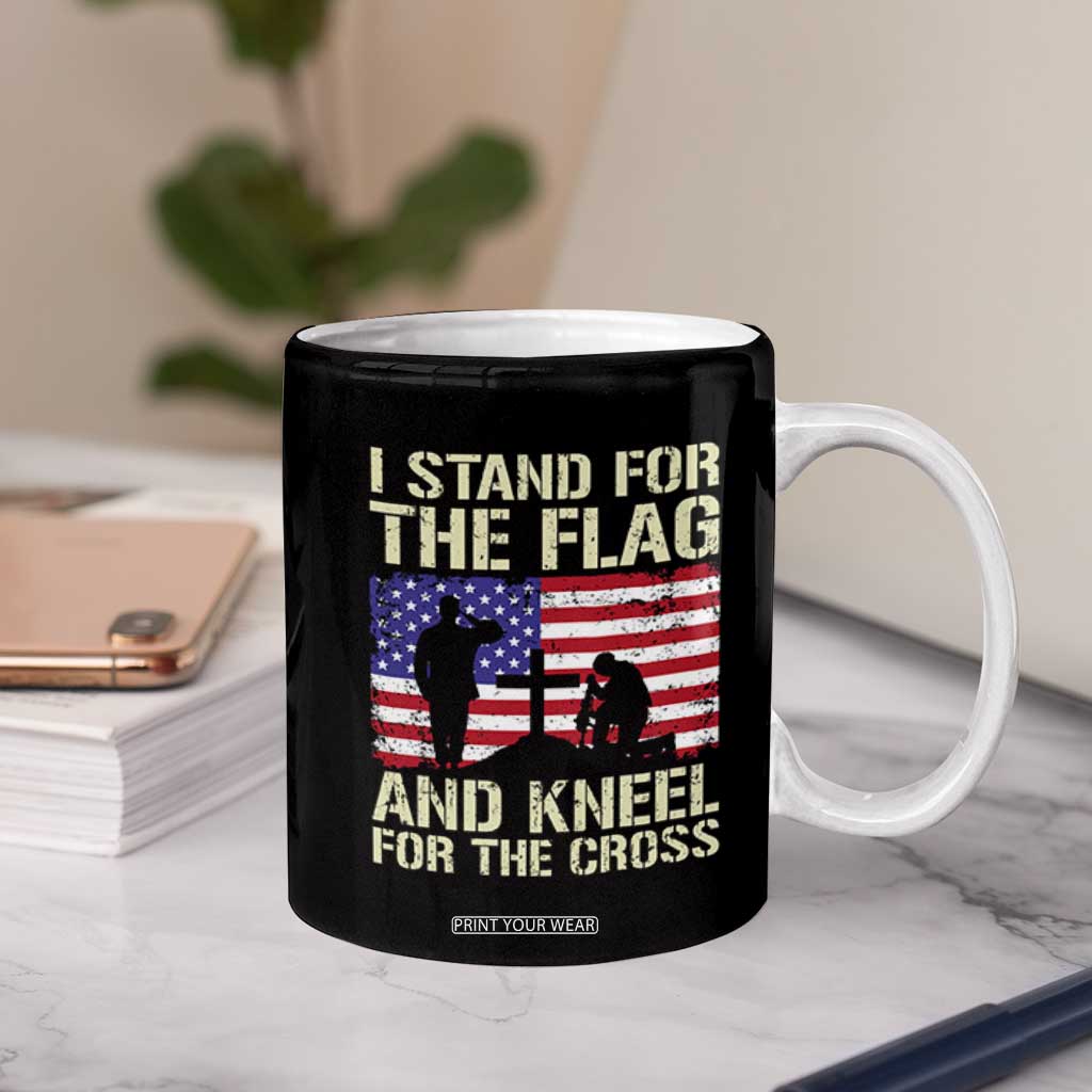 Stand For The Flag Kneel For The Cross Coffee Mug American Flag 4th Of July Patriotic Christian Faith TB10 Print Your Wear