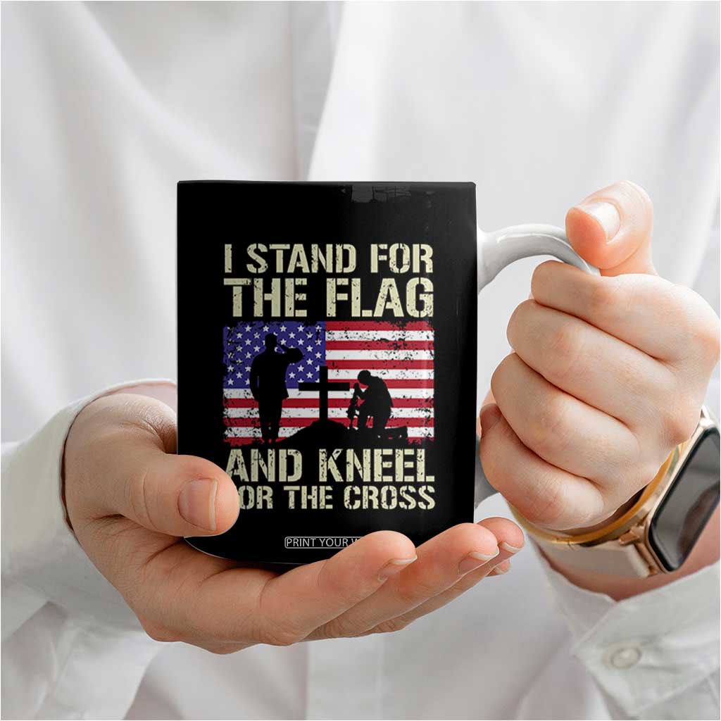 Stand For The Flag Kneel For The Cross Coffee Mug American Flag 4th Of July Patriotic Christian Faith TB10 Print Your Wear