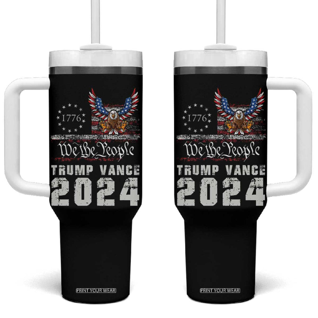 Trump Vance 2024 Tumbler With Handle For President VP USA Election Patriotic US Eagle TB10 One Size: 40 oz Black Print Your Wear